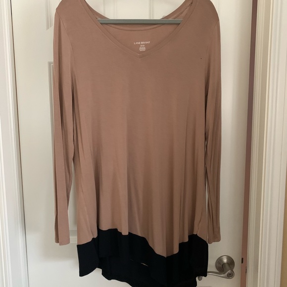 Lane Bryant Tops - Lane Bryant Long-sleeve Tan & Black Top